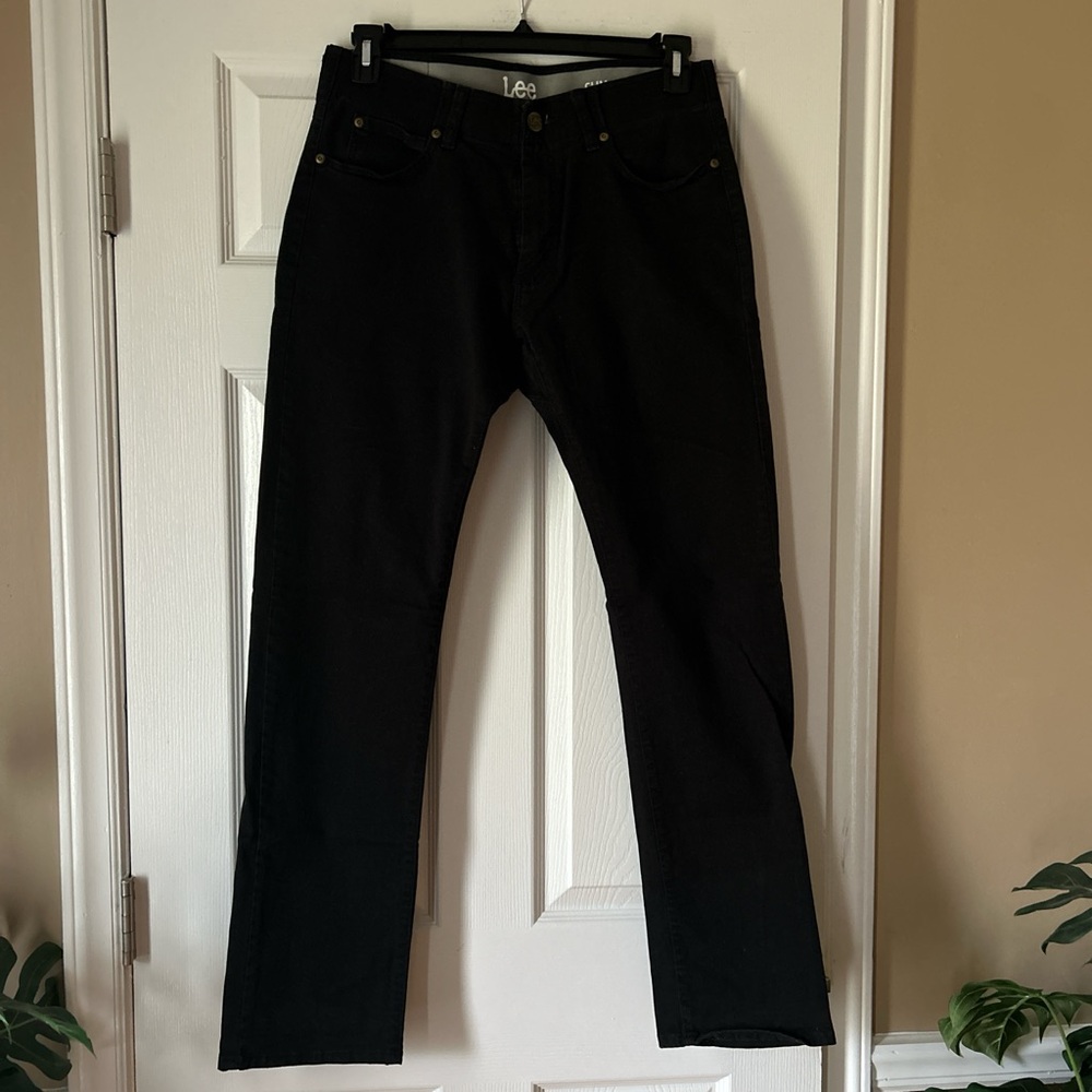 Lee Men Black Slim Straight Denim Jeans ~ Size W32 x L32